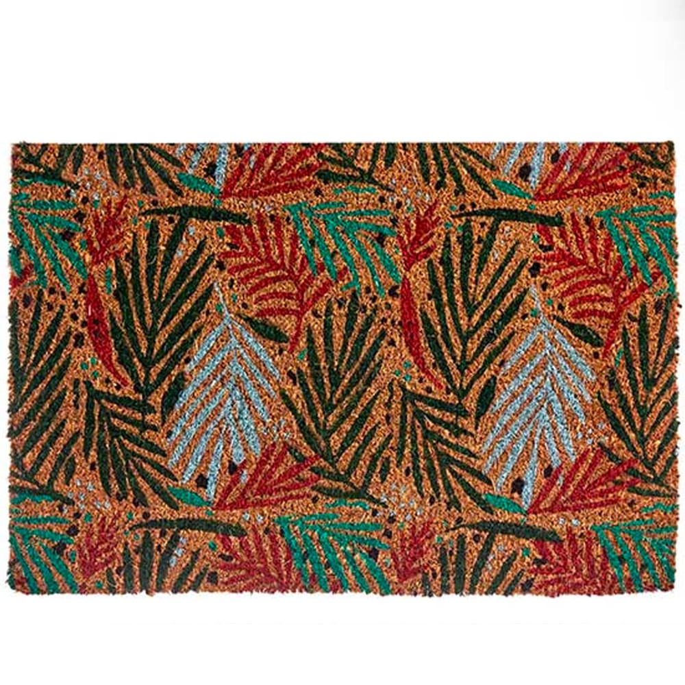 WADIGA Paillasson en coco multicolore avec feuilles. Dimensions: 60x40x1cm Matière: Coco Couleur: multicolore