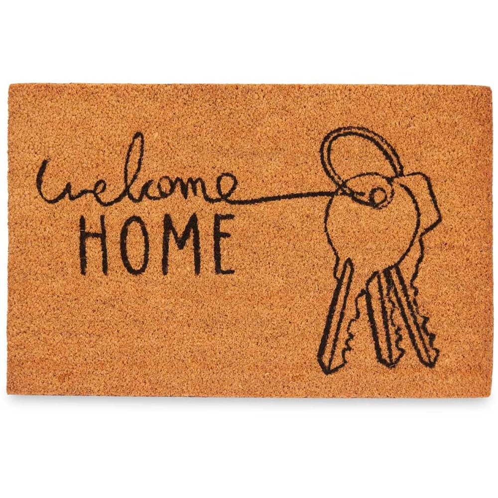 WADIGA Paillasson en coco avec inscription welcome home. Dimensions: 60x40x1cm Matière: Coco Couleur: marron et noir