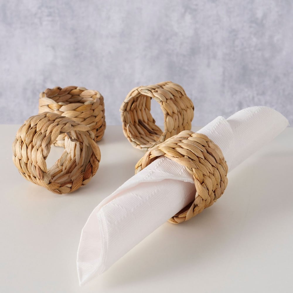 Set de 4 ronds de serviette en jacinthe d'eau tressée - Maisons du Monde