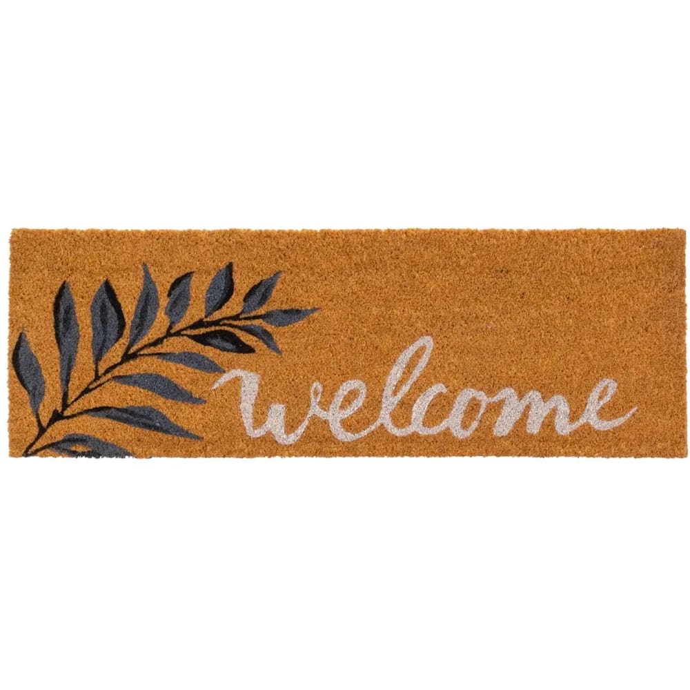 Wadiga Paillasson coco long étroit welcome feuillage 75x25x1.5cm Marron Fibre De Coco