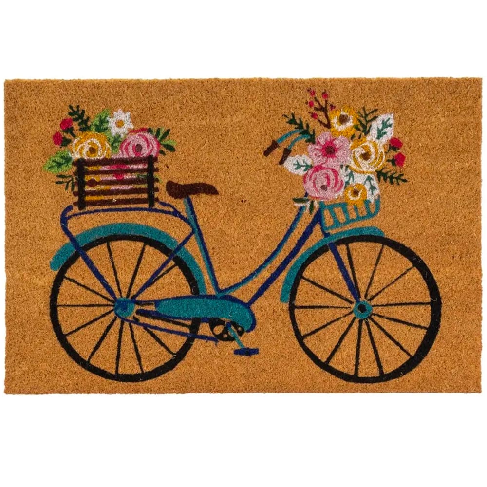 Paillasson coco multicolore vélo fleuri 60x40x1.5cm