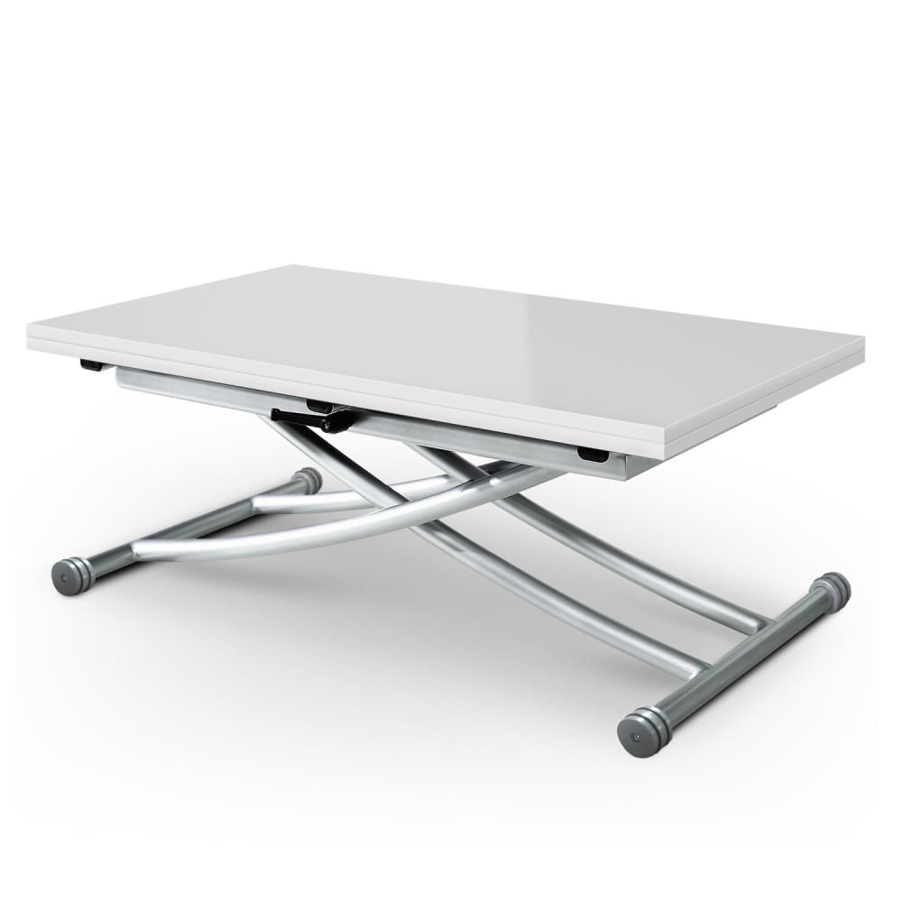 Table basse relevable blanc laqué