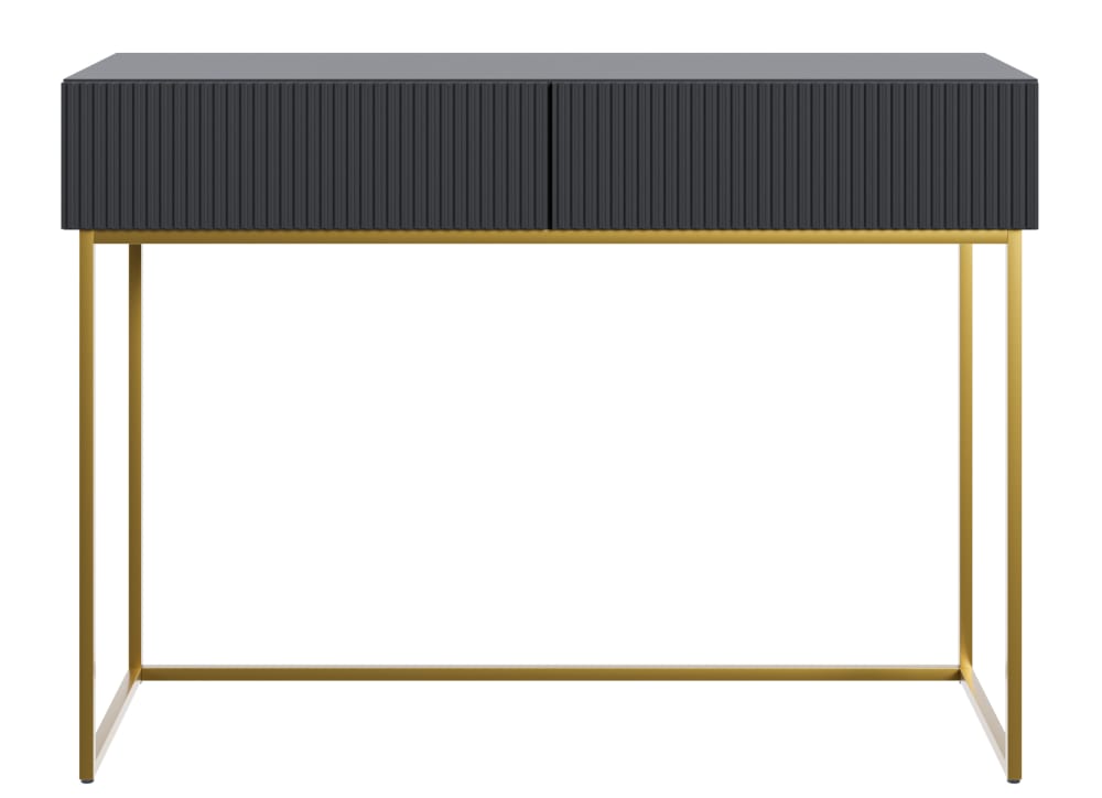 Coiffeuse noire avec pieds dorés 110x40 cm