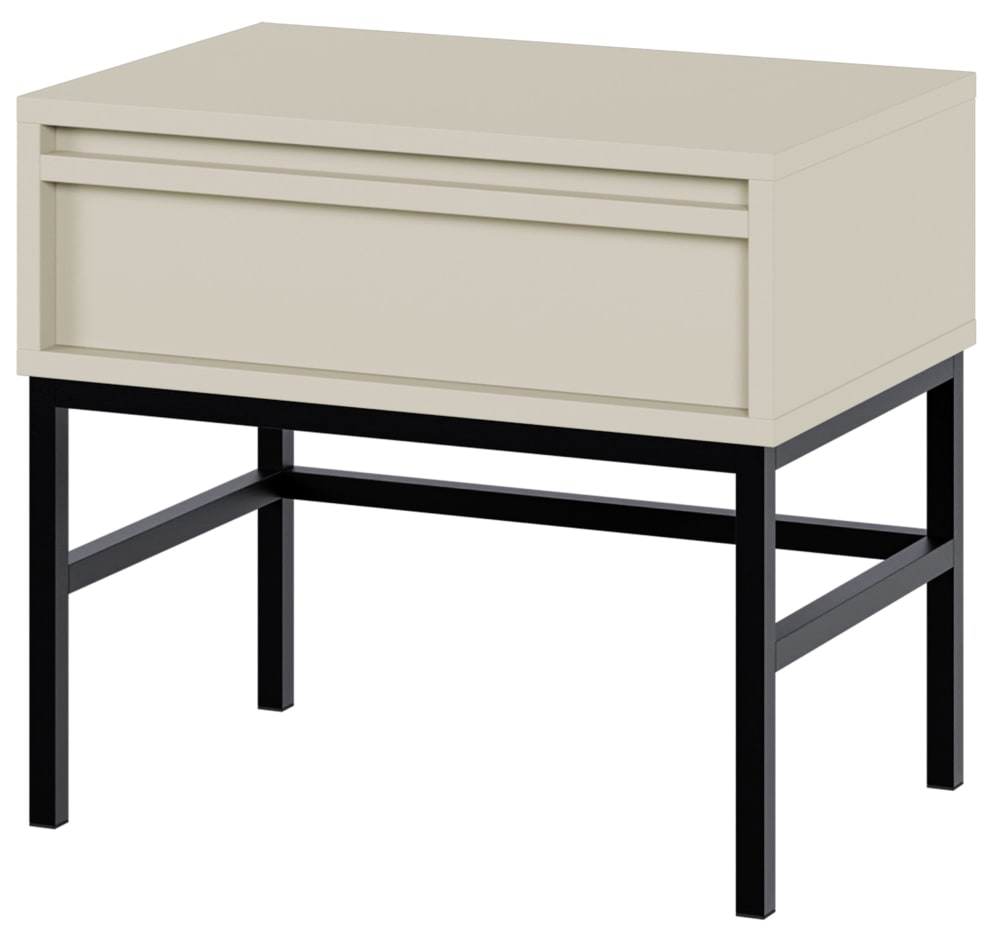 Selsey Nachttisch, graubeige mit schwarzem Metallgestell, 50 cm style modern - Spanplatte