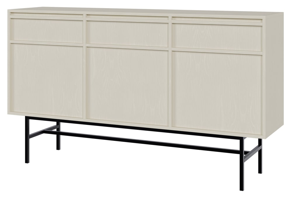Selsey Sideboard mit 3 Schubladen beige mit Metallgestell, 154 cm style modern - Spanplatte