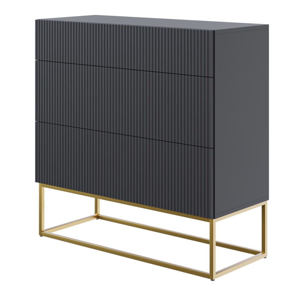 Commode avec tiroirs noirs 90x38 cm