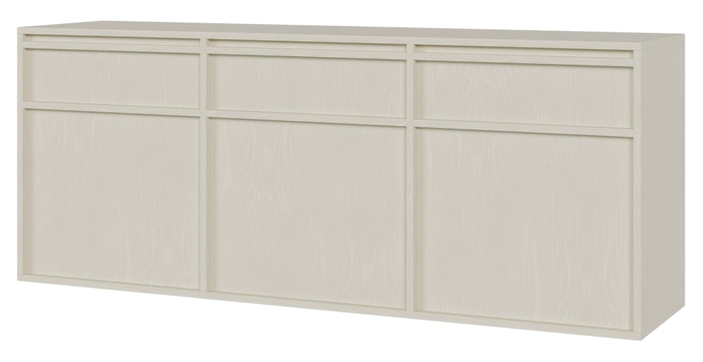 Buffet suspendu 3 portes et tiroirs crème 154x39 cm