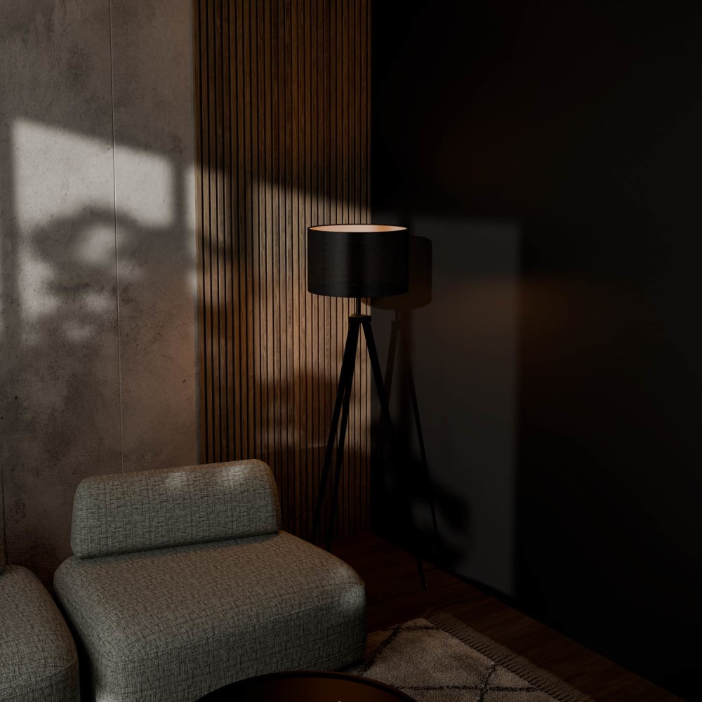 Lampadaire avec base noire à trois pieds — vue 3
