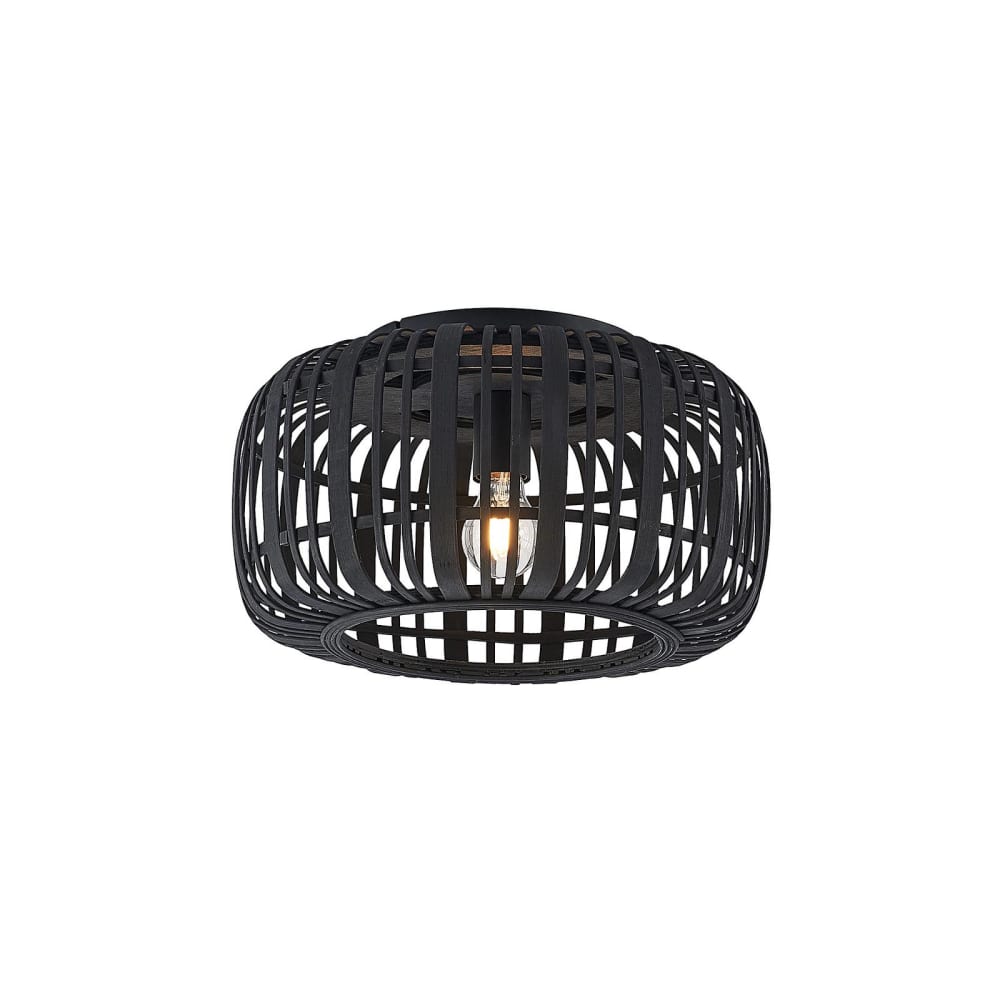 Lindby Deckenlampe aus Holz, schwarz style landhaus Braun Holz