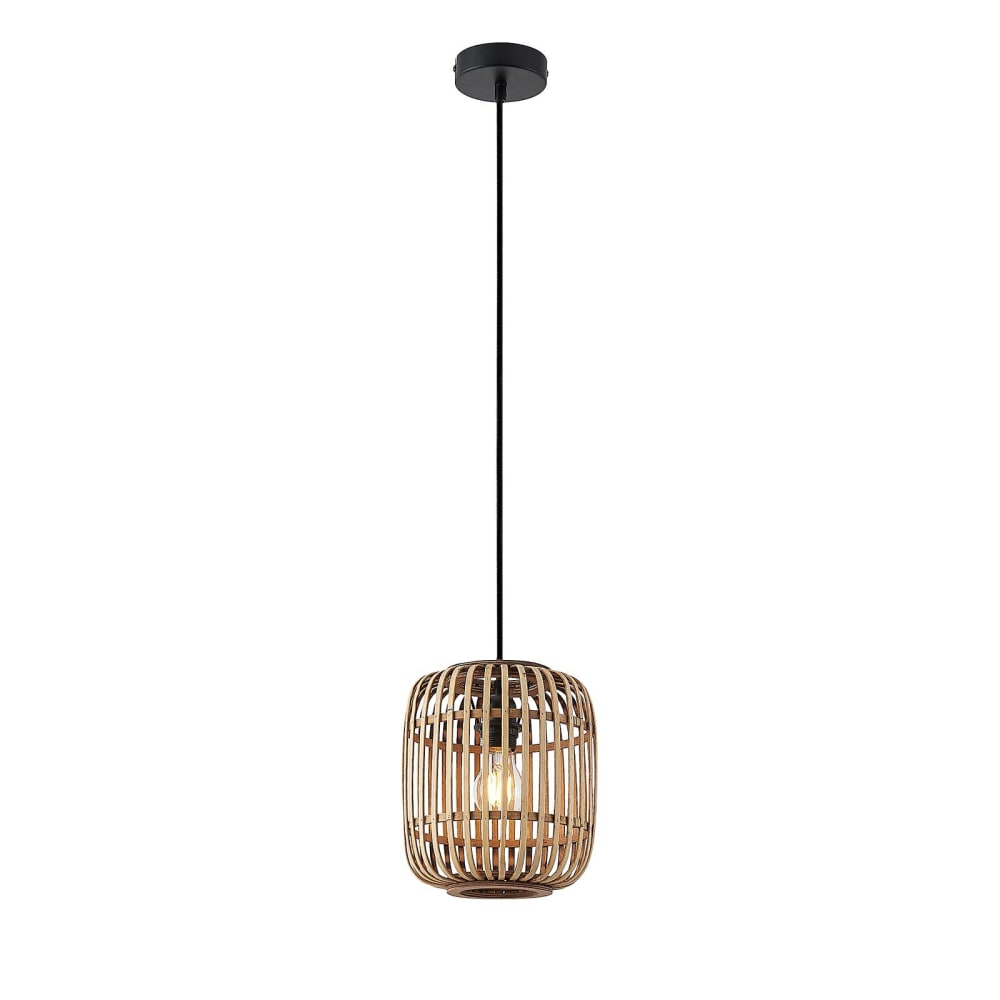 Lindby Pendelleuchte aus Holz, natur style landhaus Braun Holz