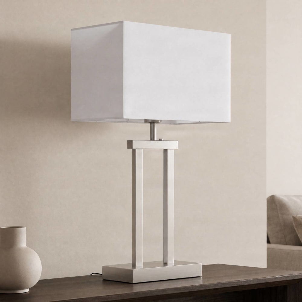 Lampe à poser en textile gris - Maisons du Monde