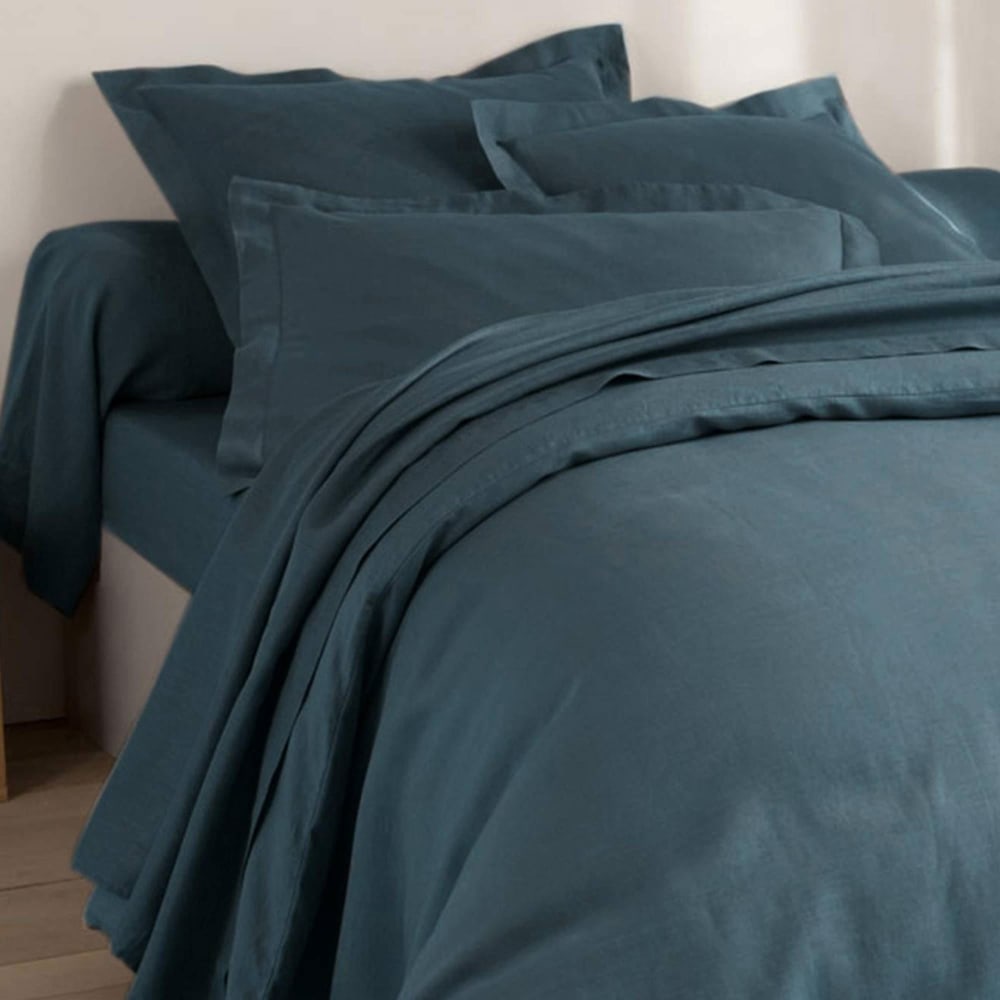 Taie sac en lin bleu orage 63x63cm