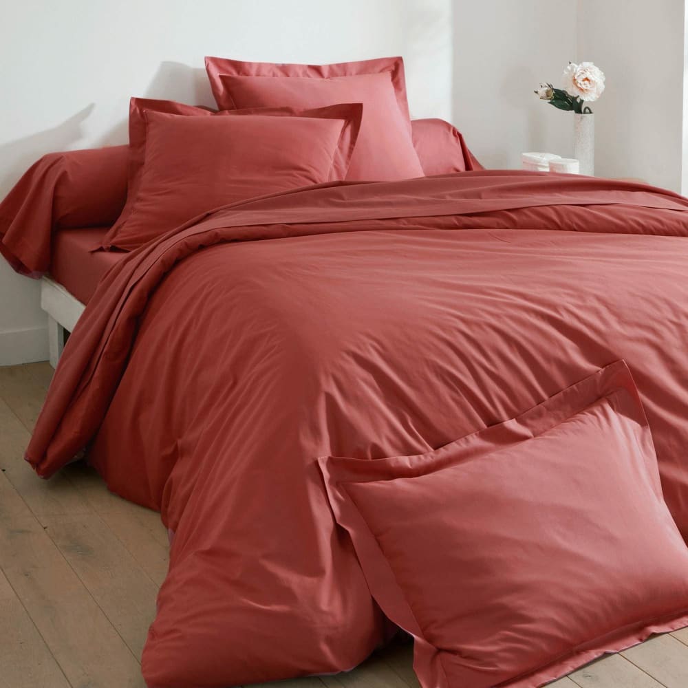 Taie volant en coton orange sienne 63x63cm — vue 4