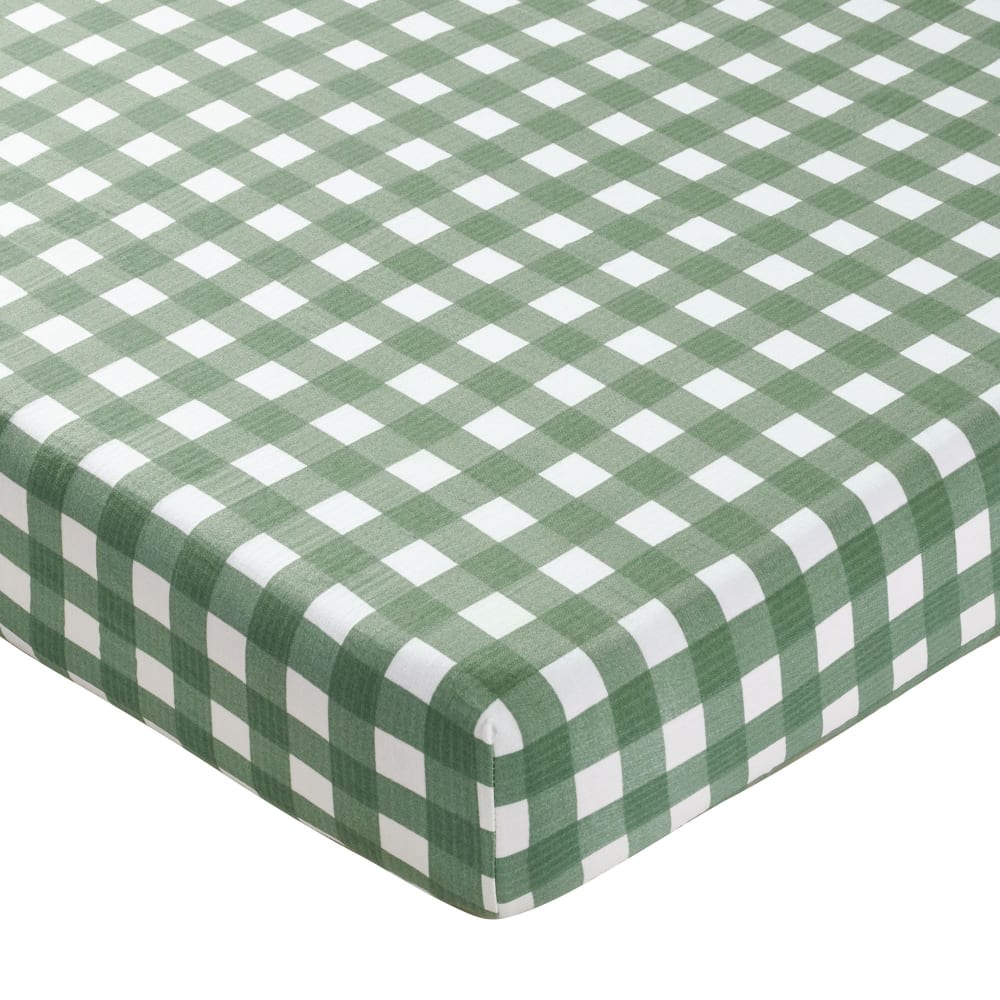 Drap-housse en coton vert céladon 160x200x28cm
