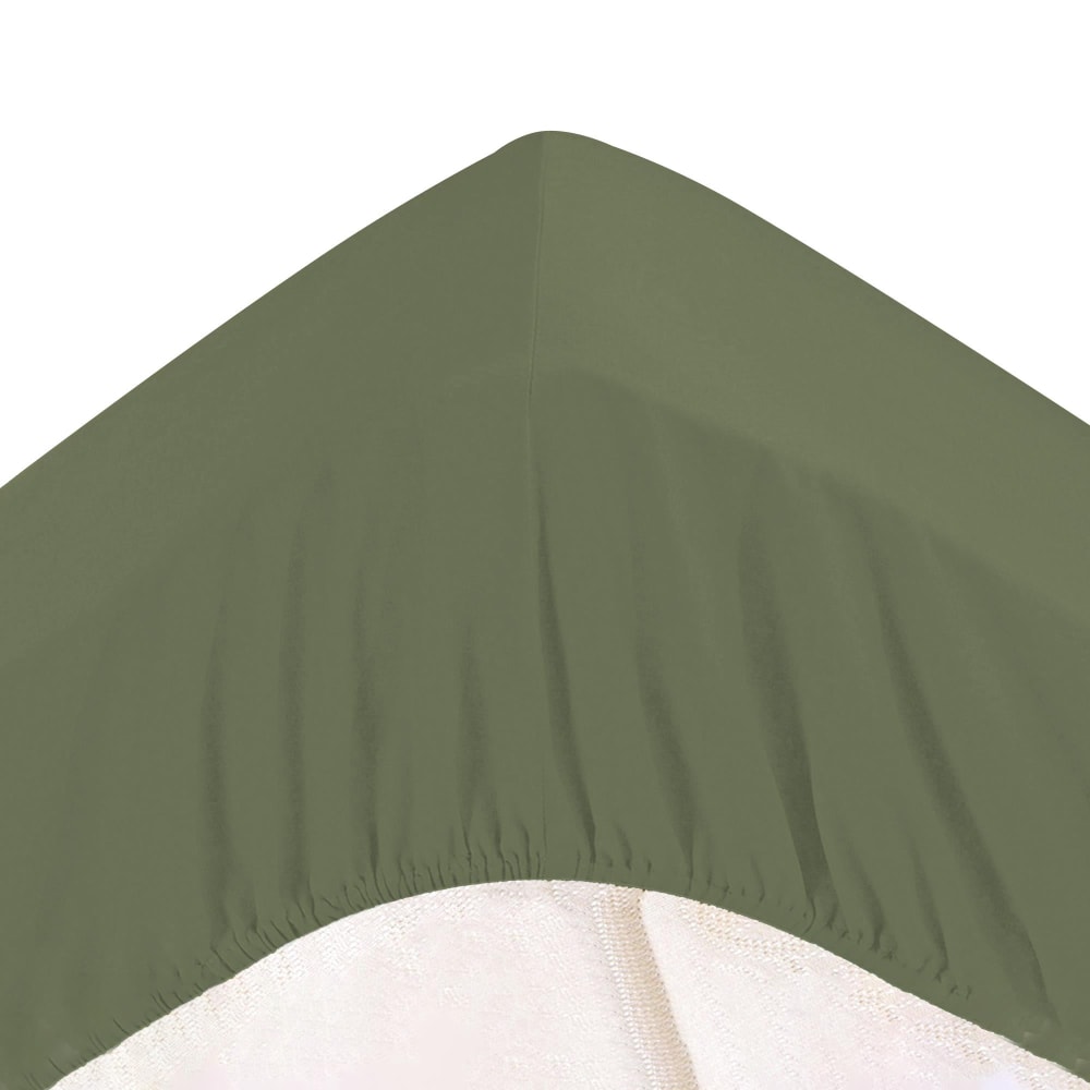 Drap-housse grand bonnet en coton vert lichen 180x200x32cm
