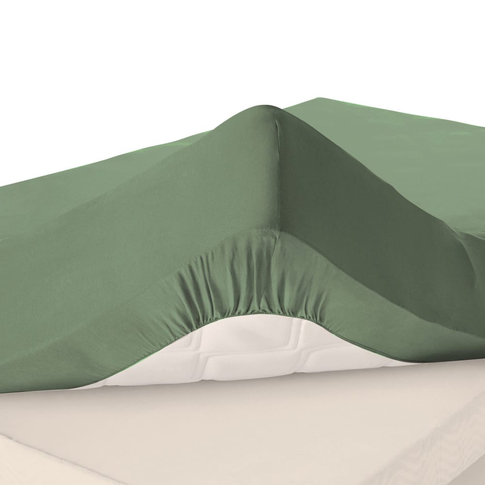 Drap-housse grand bonnet en coton vert lichen 160x200x32cm — vue 3