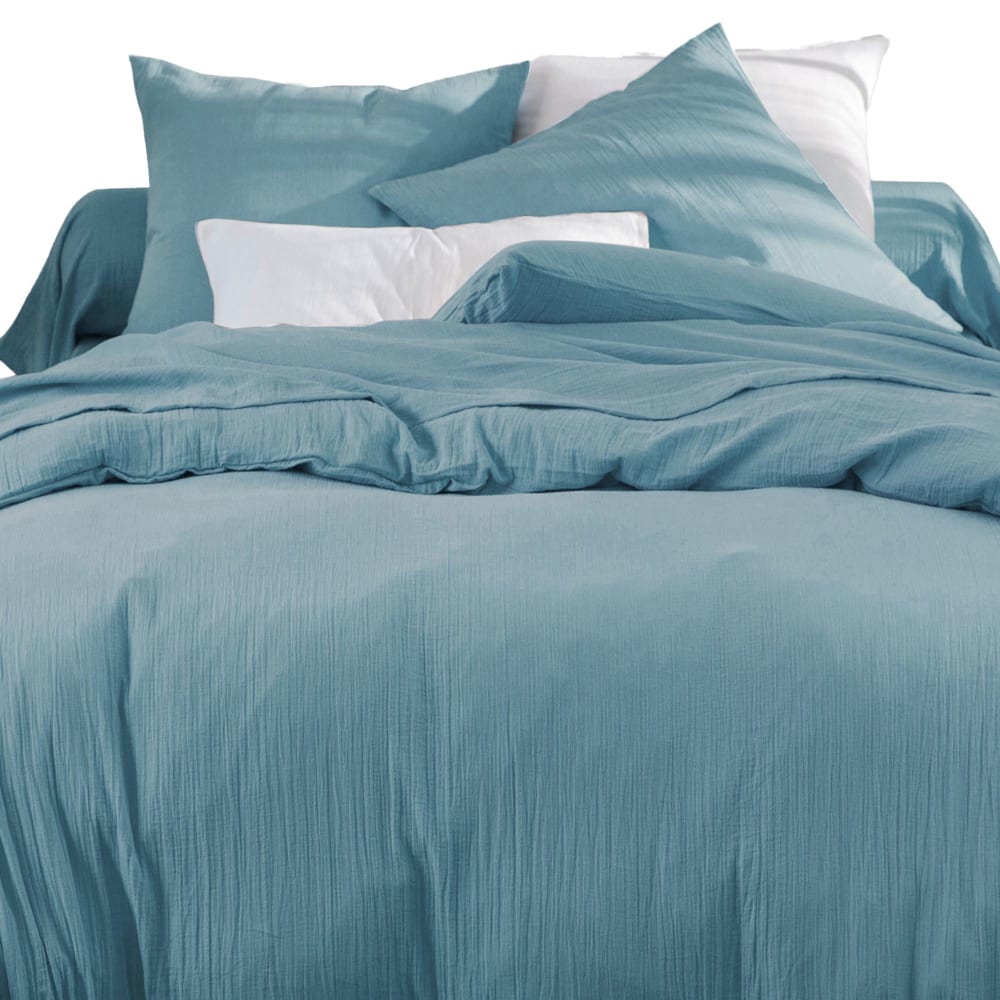 Housse de couette en coton bleu glacier 240x220cm — vue 3