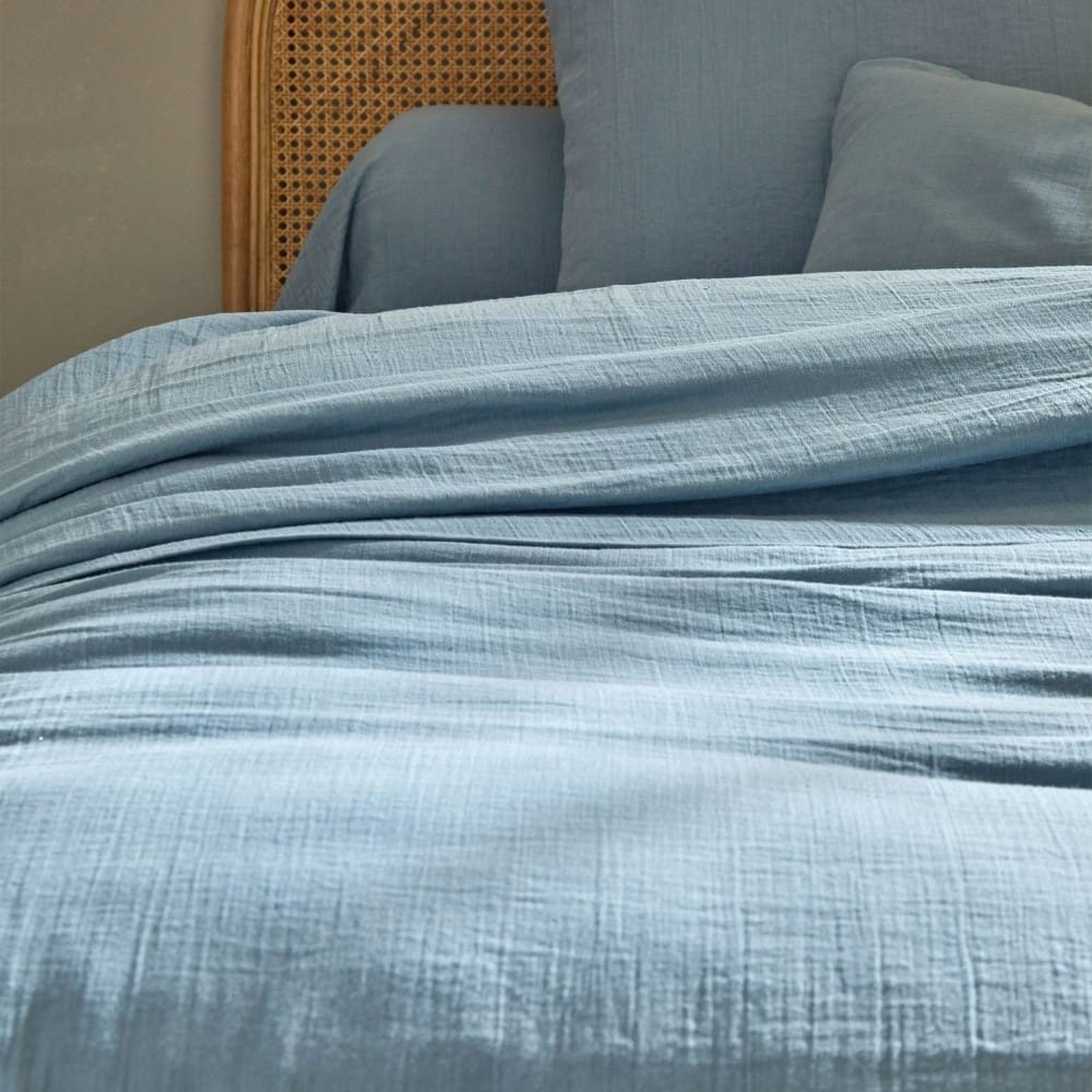 Housse de couette en coton bleu glacier 240x220cm — vue 4