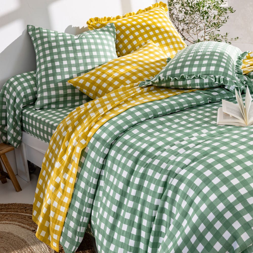Taie sac en coton vert céladon 63x63cm — vue 4