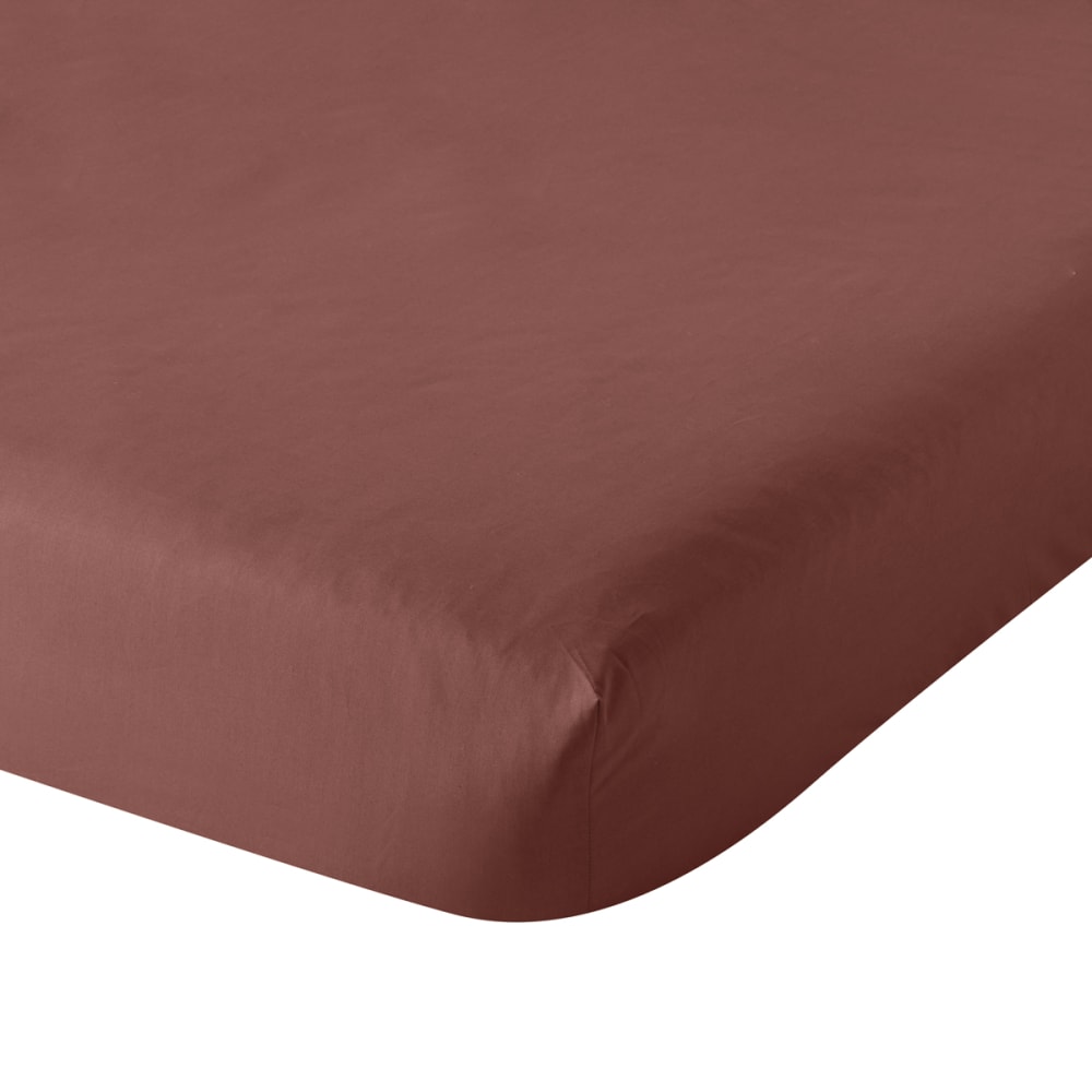Drap housse percale brique 160x200 cm