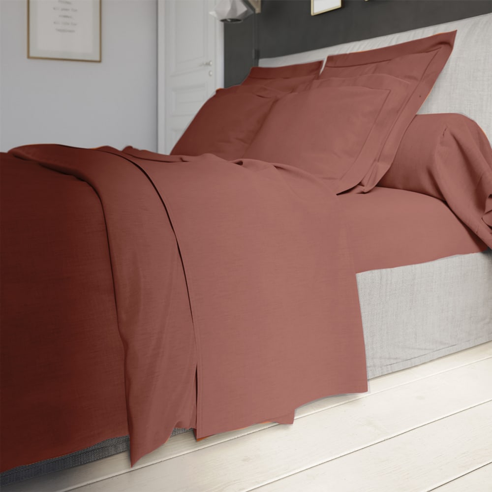 Drap plat percale brique 180x290 cm
