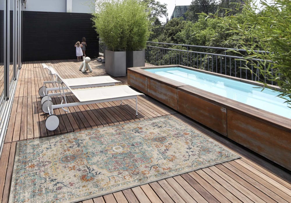 Tapis d'extérieur vintage oriental bleu/beige/multicolore 120x170 cm - Maisons du Monde