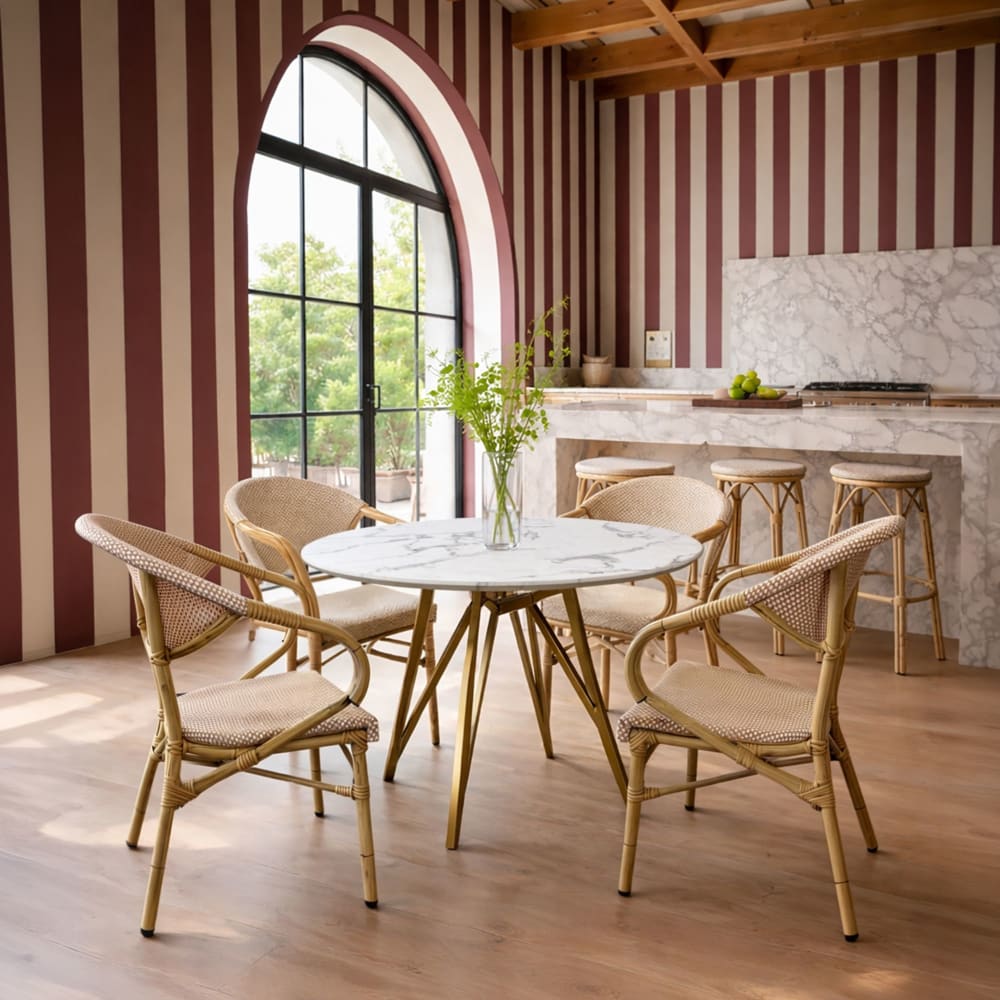 Lot de 2 fauteuils de table en textilène beige