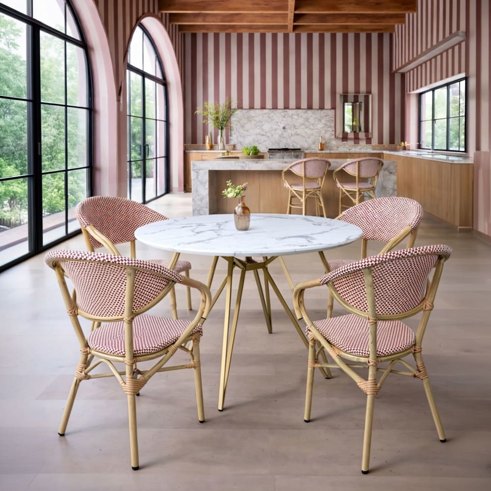 Lot de 2 fauteuils de table en textilène rouge