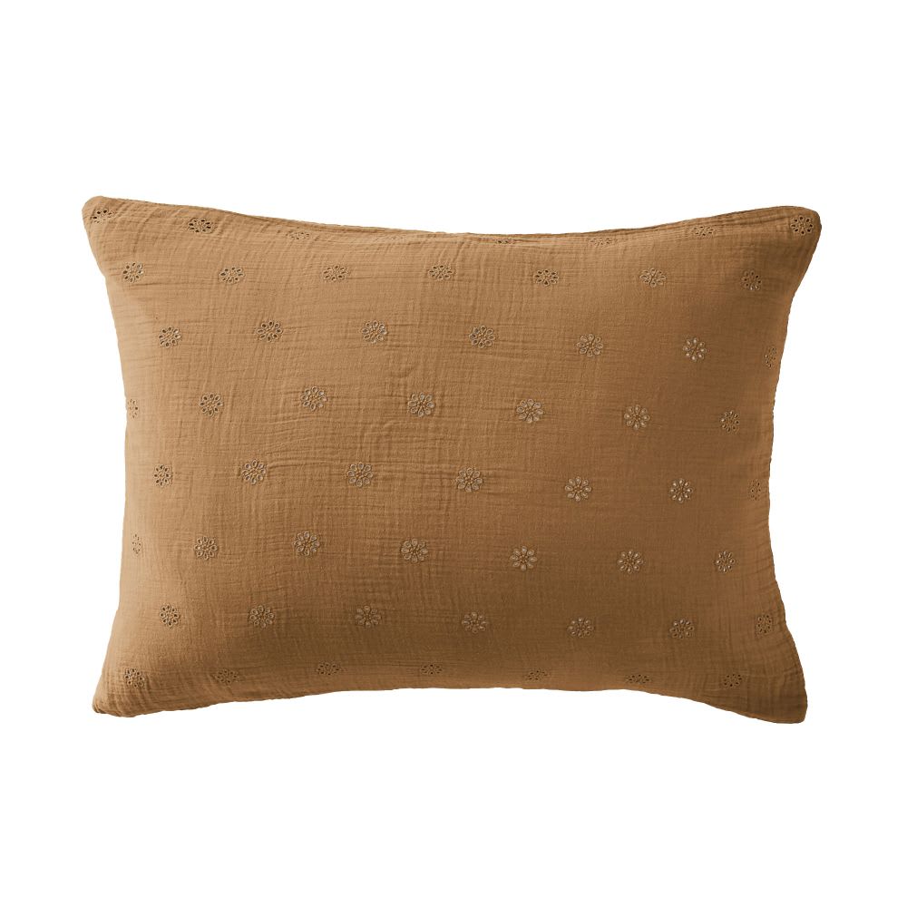 Taie d'oreiller gaze de coton à fleurs 50x70 cm