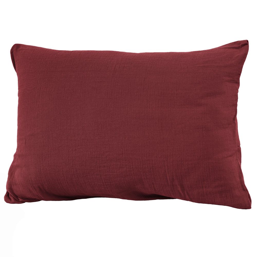 Taie d'oreiller gaze de coton unie 50x70 cm