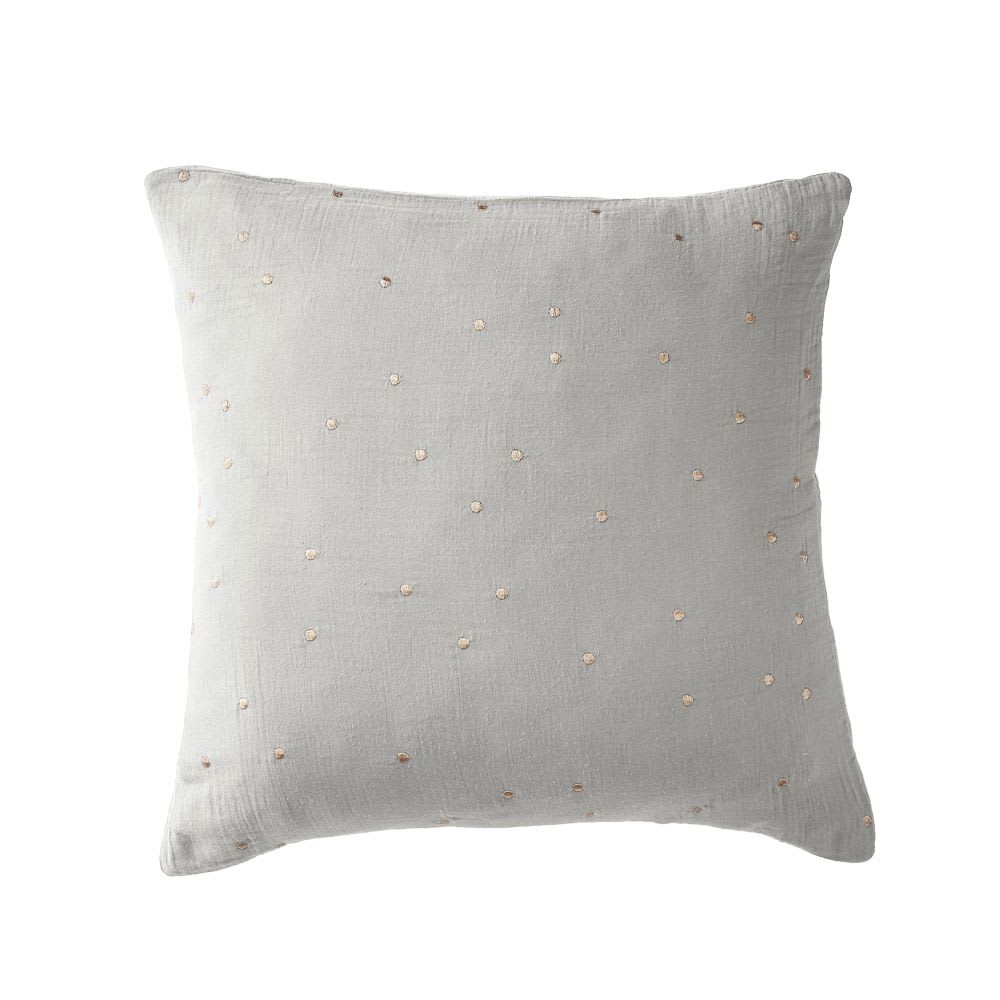Taie d'oreiller gaze de coton à pois brodés 60x60 cm