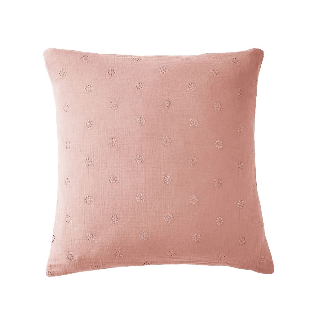 Taie d'oreiller gaze de coton à fleurs 60x60 cm