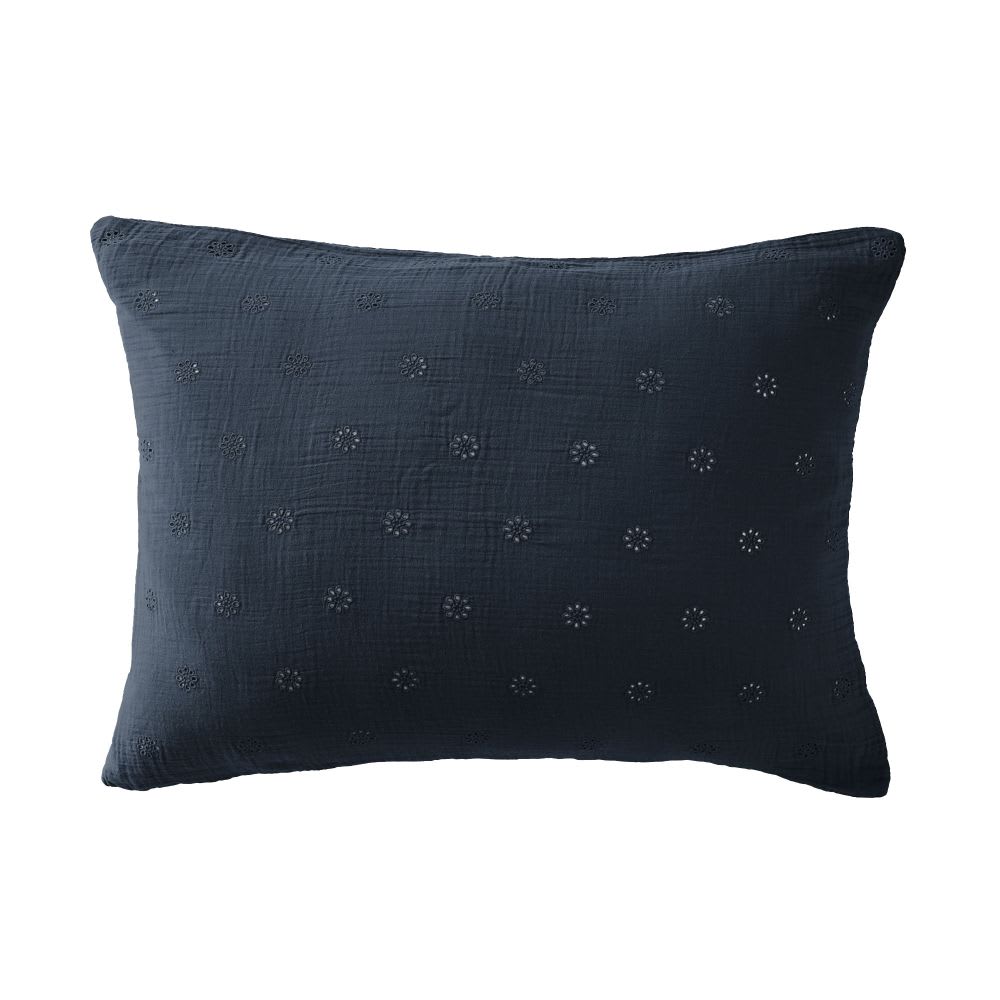 Taie d'oreiller gaze de coton à fleurs 50x70 cm