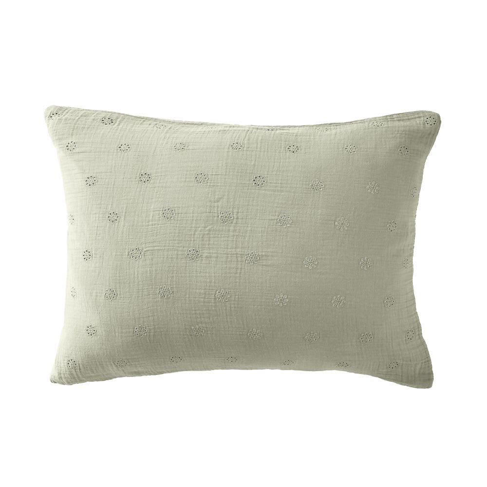 Taie d'oreiller gaze de coton à fleurs 50x70 cm