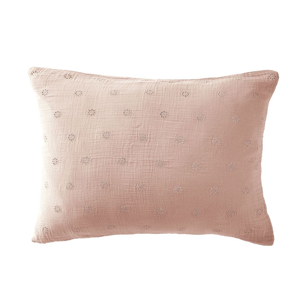 Taie d'oreiller gaze de coton à fleurs 50x70 cm