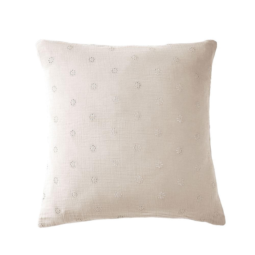 Taie d'oreiller gaze de coton à fleurs 60x60 cm