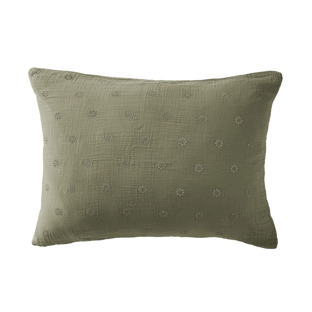 Taie d'oreiller gaze de coton à fleurs 50x70 cm