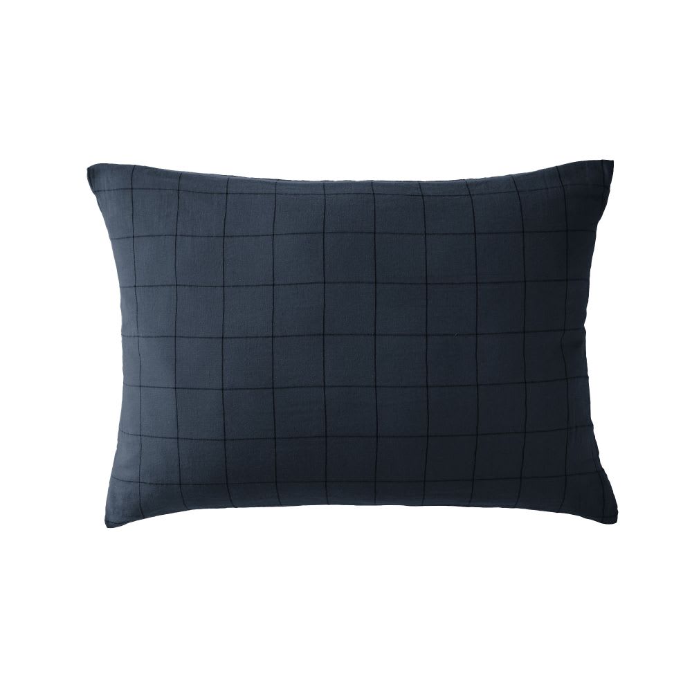 Taie d'oreiller gaze de coton à grands carreaux 50x70 cm