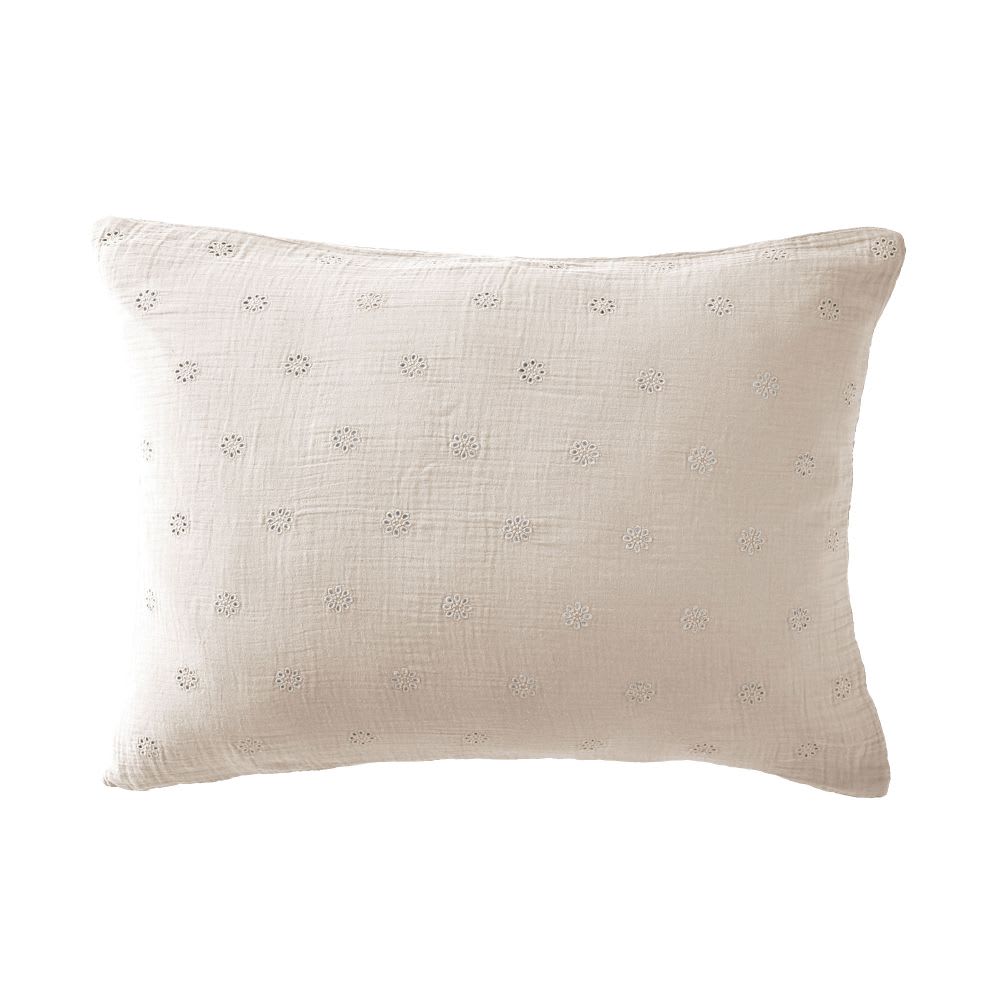 Taie d'oreiller gaze de coton à fleurs 50x70 cm