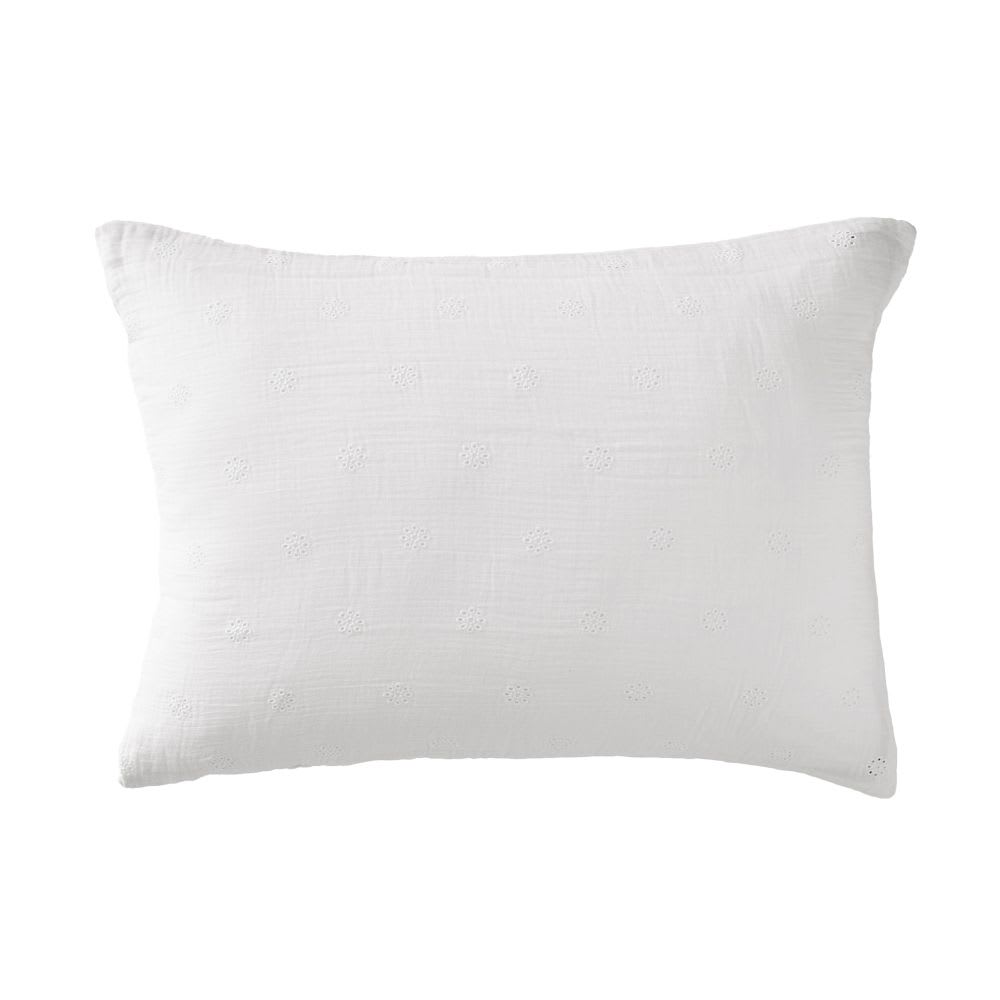 Taie d'oreiller gaze de coton à fleurs 50x70 cm