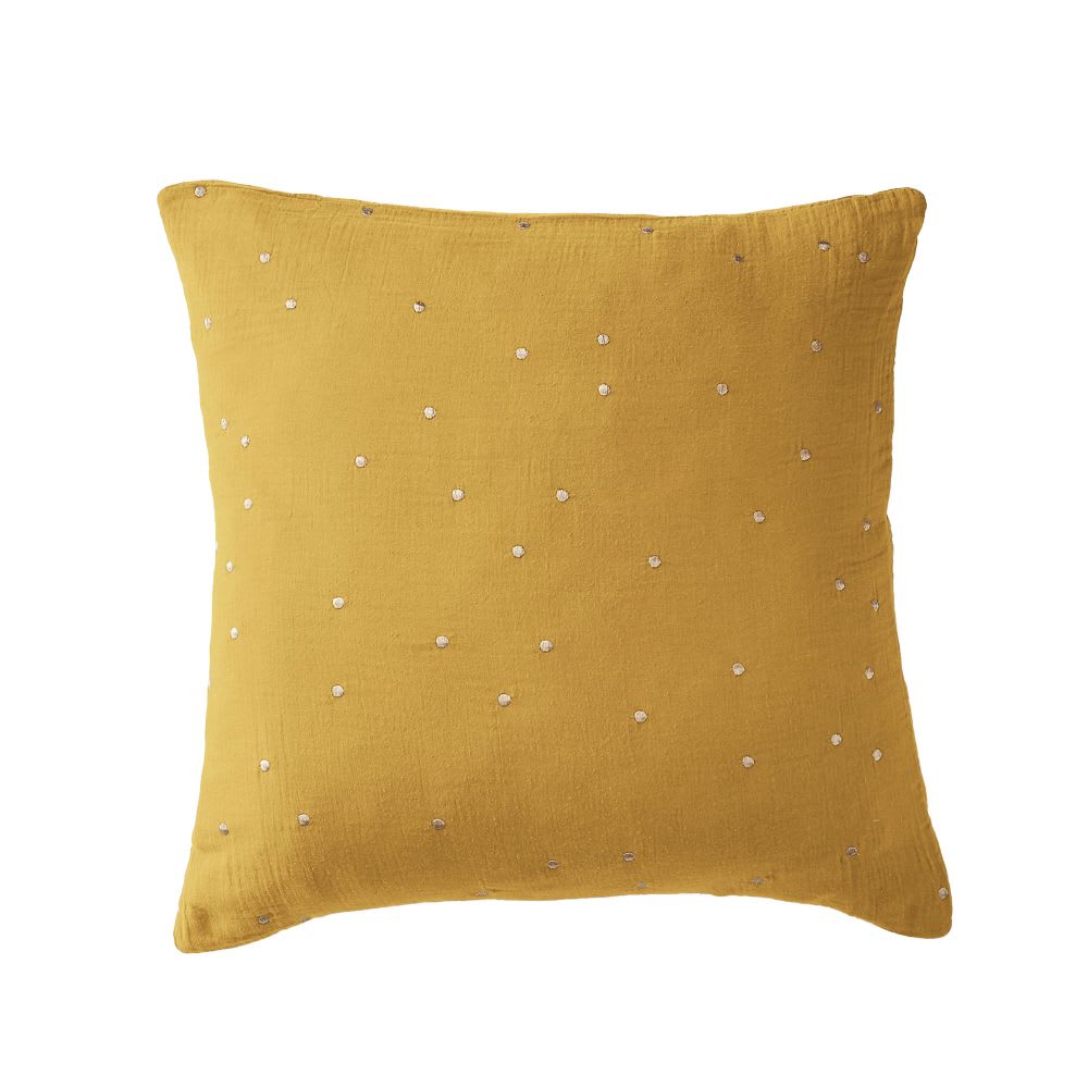 Taie d'oreiller gaze de coton à pois brodés 60x60 cm