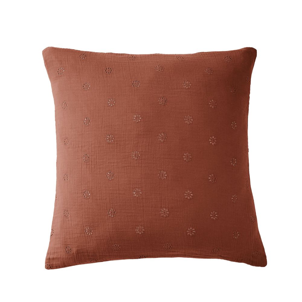 Taie d'oreiller gaze de coton à fleurs 60x60 cm