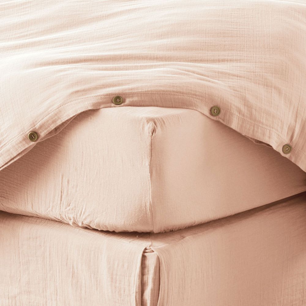 Drap housse gaze de coton uni 90x190 cm