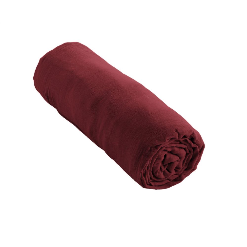 Drap housse gaze de coton uni 160x200 cm — vue 4