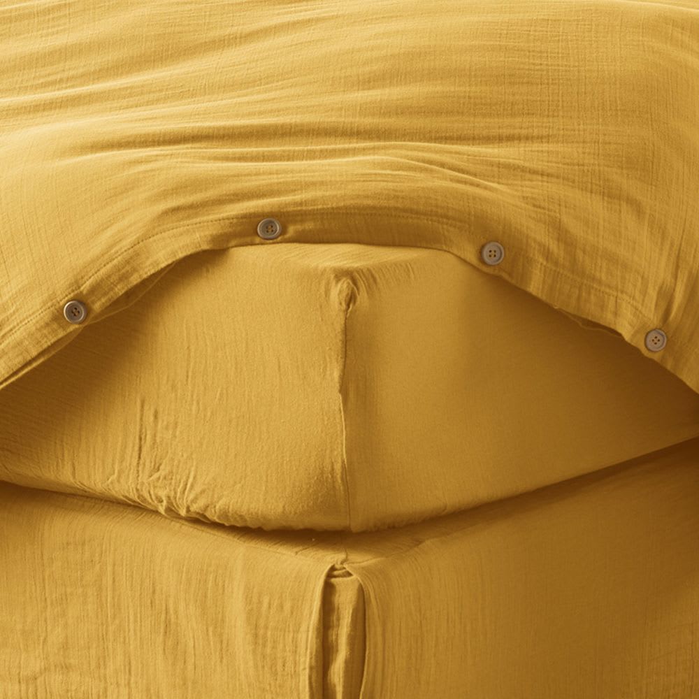 Drap housse gaze de coton uni 180x200 cm