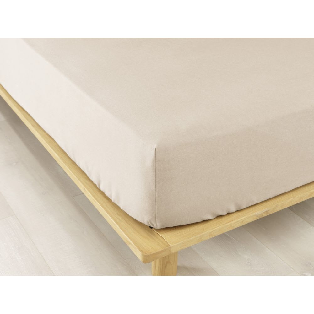 Drap housse flanelle de coton uni 140x190 +30 cm
