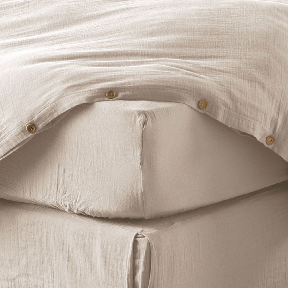 Drap housse gaze de coton uni 90x190 cm