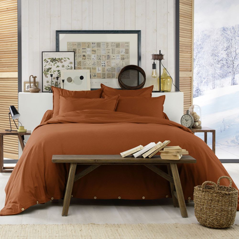 Housse de couette flanelle de coton unie 240x260 cm