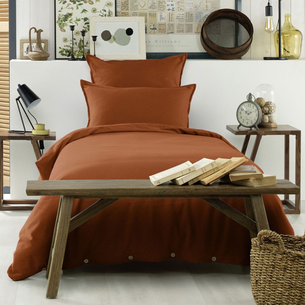 Housse de couette flanelle de coton unie 140x200 cm