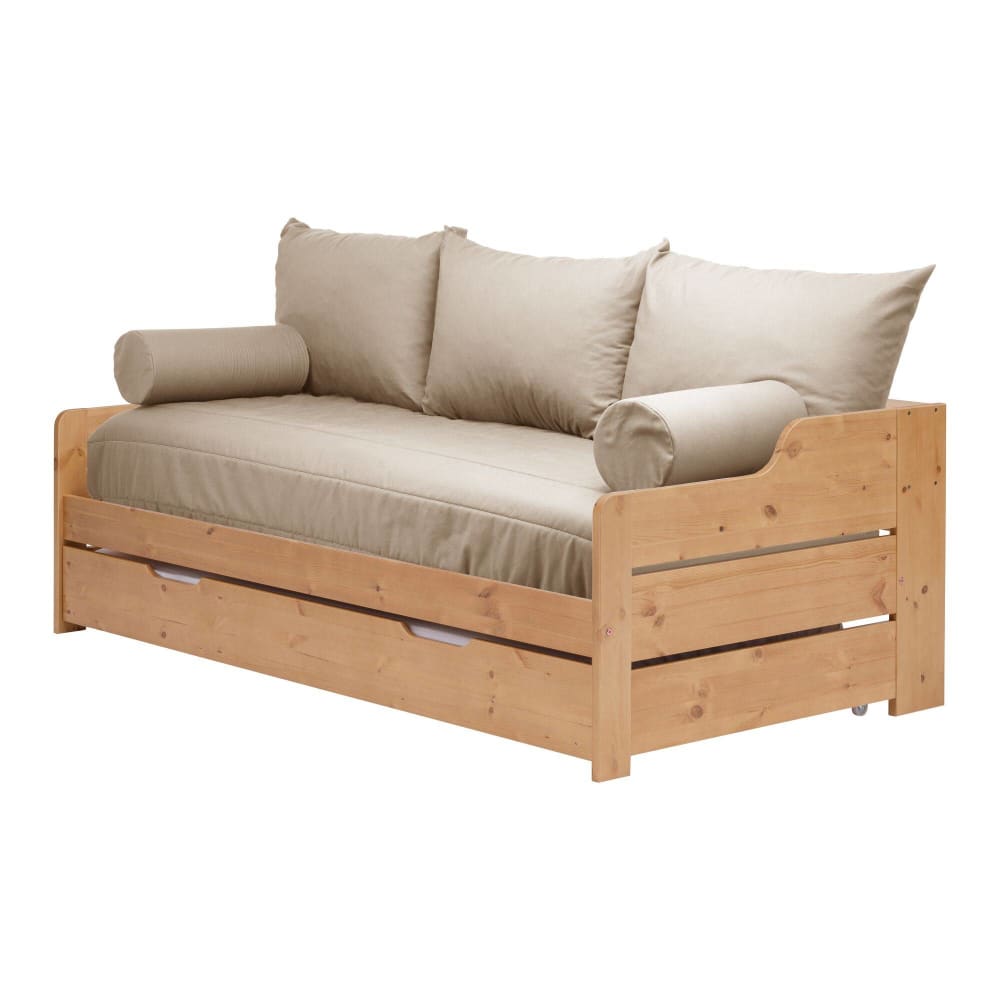 Habillage lit gigogne en coton recyclé lin 200x90x15 cm - Maisons du Monde